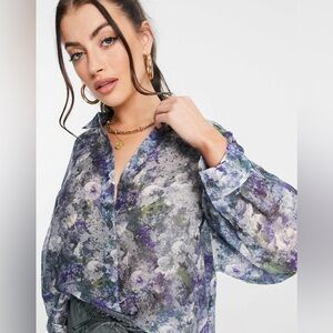& Other Stories Sheer Abstract Print Shirt